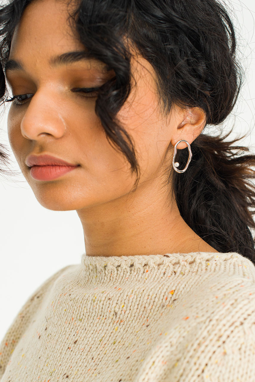 Aditi Pearl Earrings, Silver