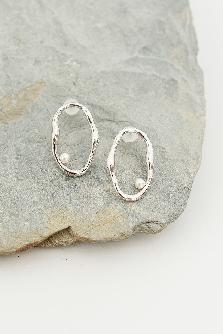 Aditi Pearl Earrings, Silver