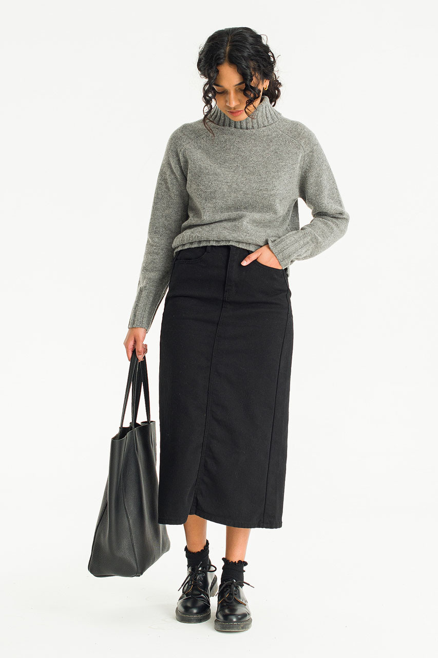 Mei A Line Cotton Skirt, Black