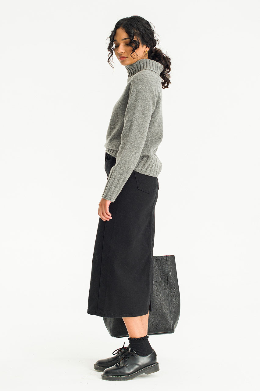 Mei A Line Cotton Skirt, Black