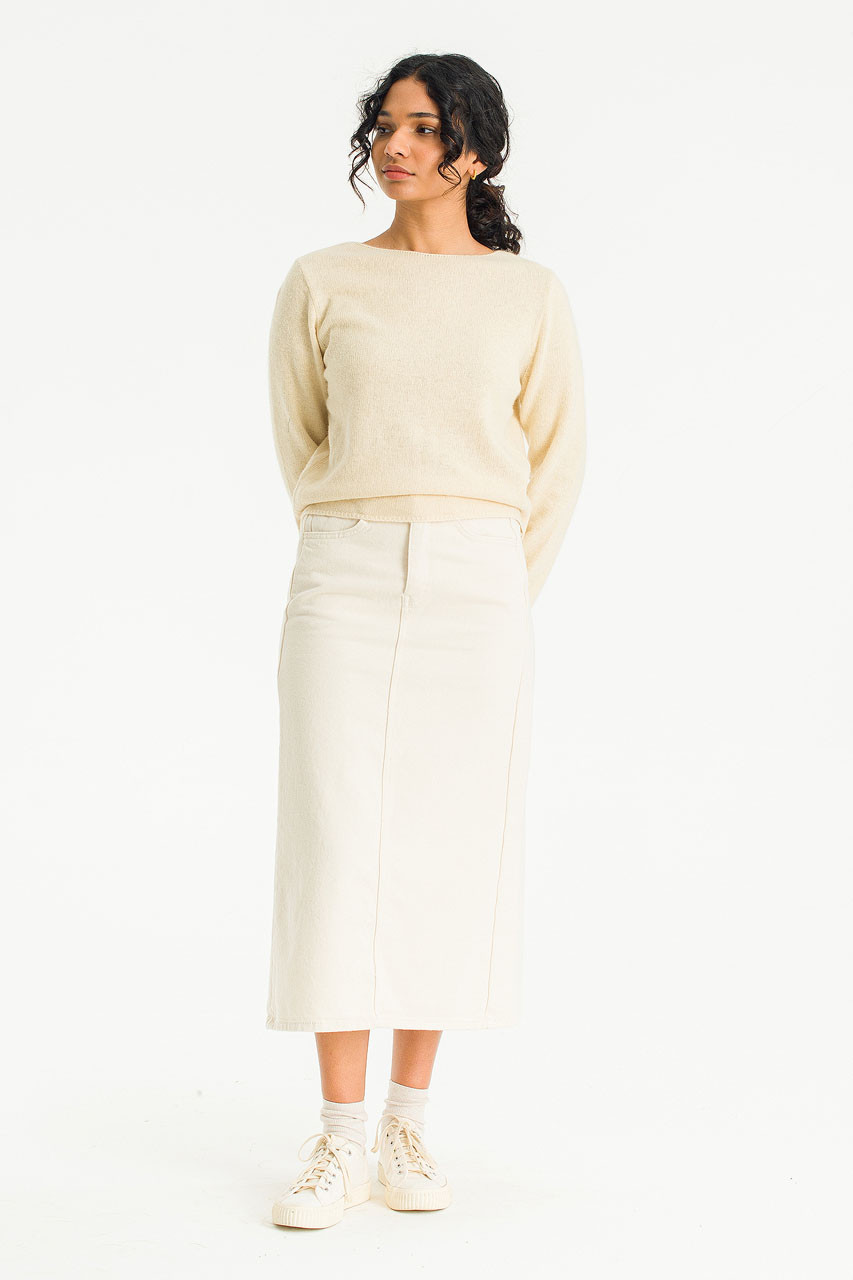 Mei A Line Cotton Skirt, Cream