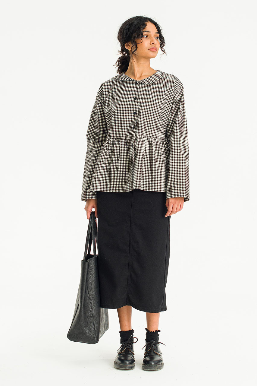 Mizuki Check Blouse, Black