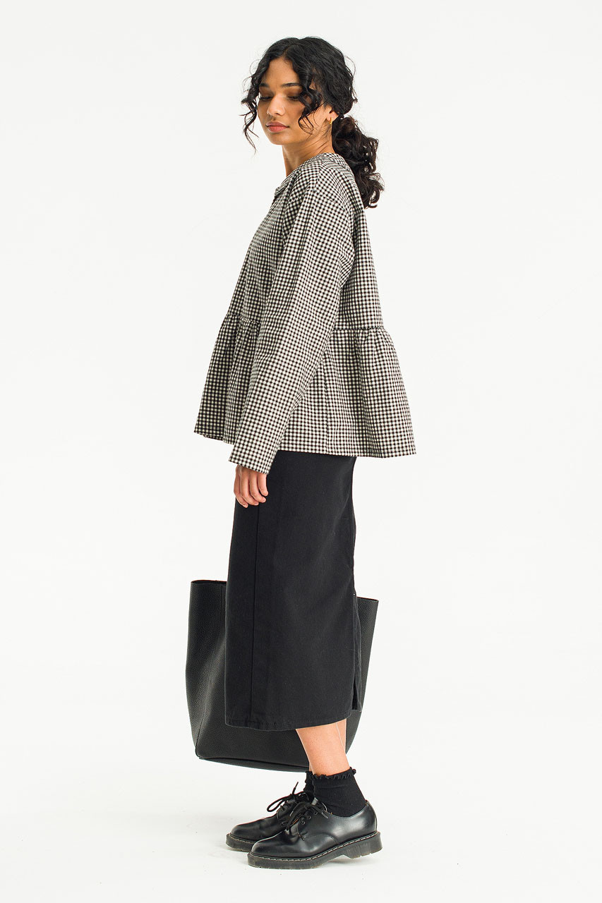 Mizuki Check Blouse, Black