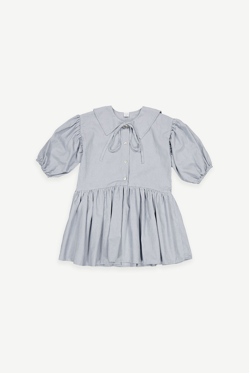 Mini Olive | Sailor Collar Corduroy Shirt Dress, Sky Blue