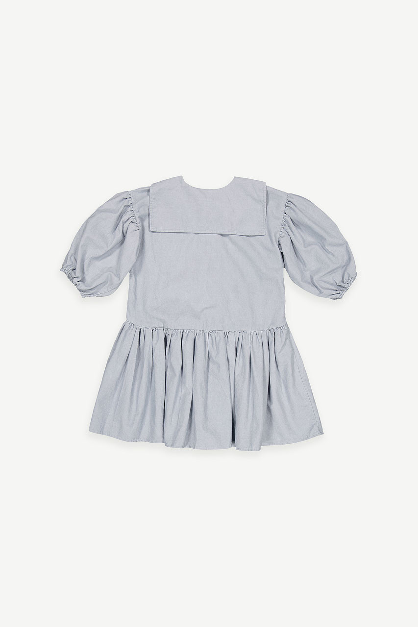 Mini Olive | Sailor Collar Corduroy Shirt Dress, Sky Blue