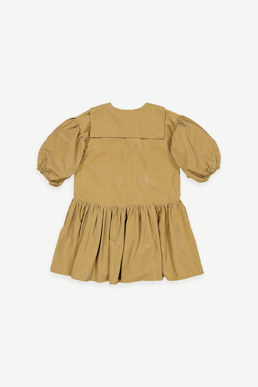Mini Olive | Sailor Collar Corduroy Shirt Dress, Beige