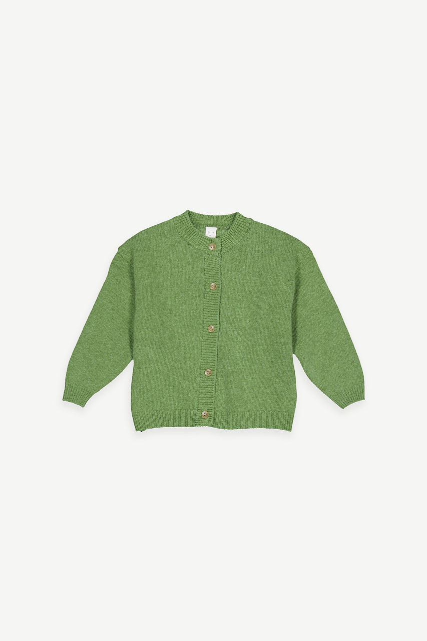 Mini Olive | Basic Wool Blend Cardigan, Green