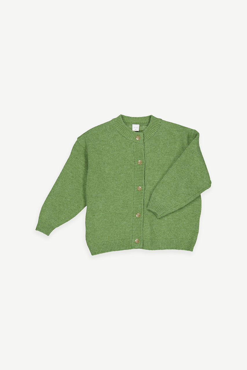 Mini Olive | Basic Wool Blend Cardigan, Green