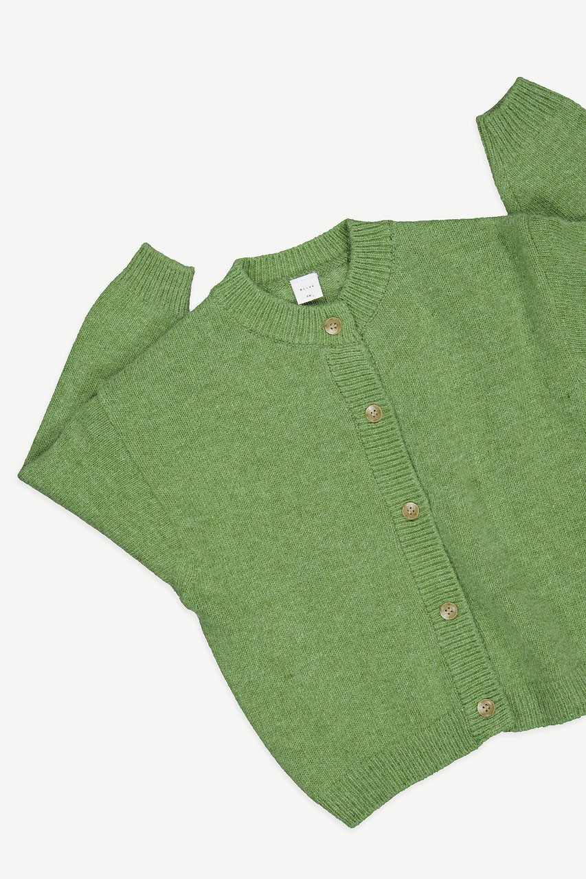 Mini Olive | Basic Wool Blend Cardigan, Green
