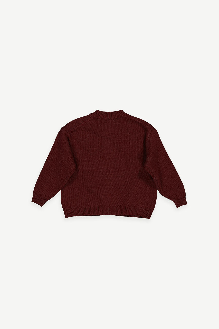 Mini Olive | Basic Wool Blend Cardigan, Burgundy