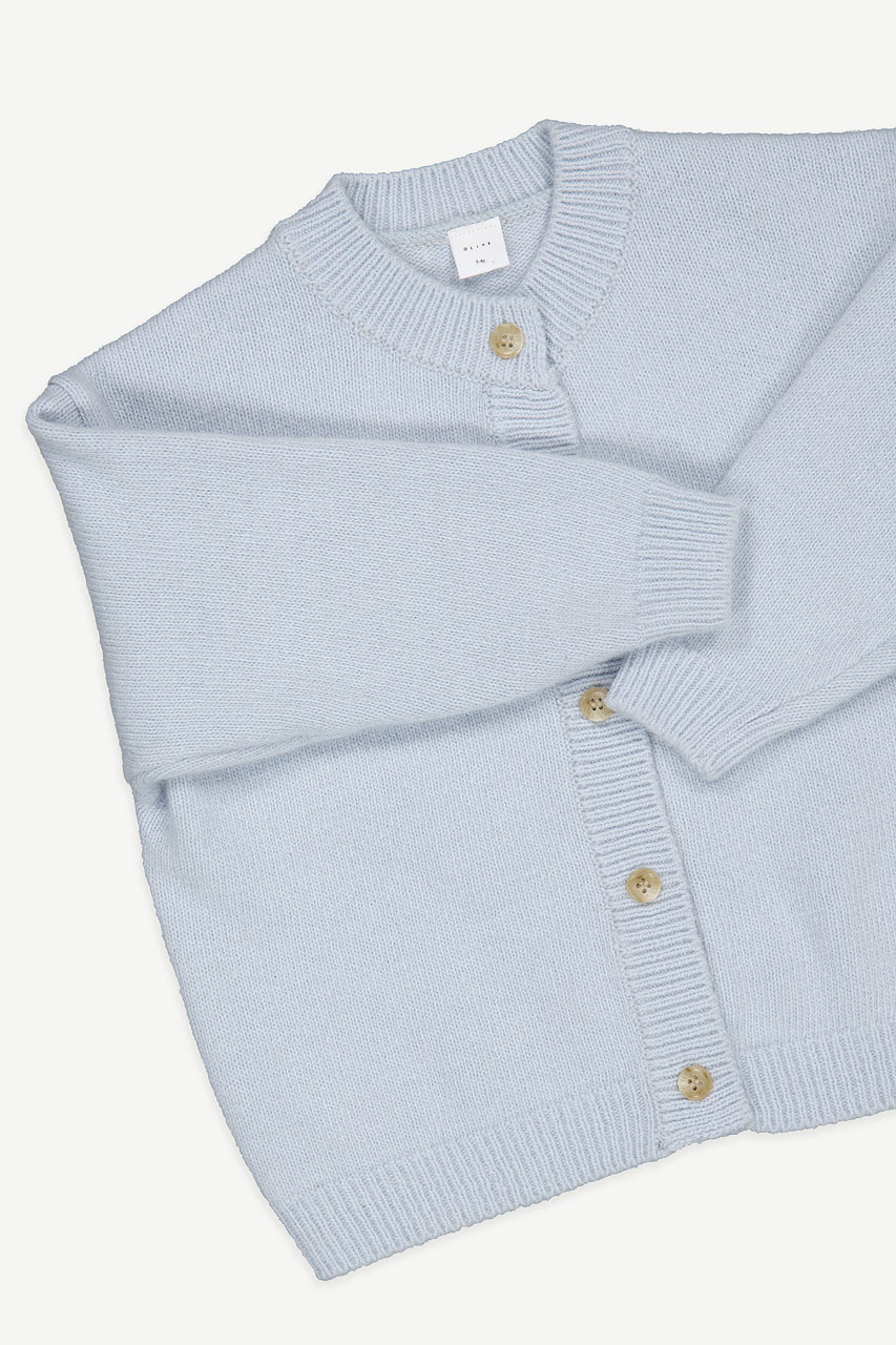 Mini Olive | Basic Wool Blend Cardigan, Blue