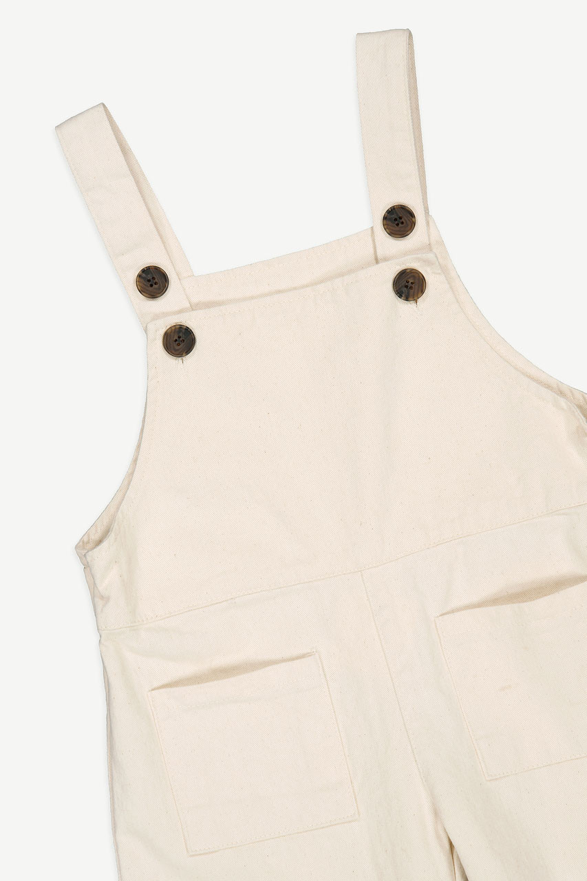 Mini Olive | Cotton Dungaree, Ivory