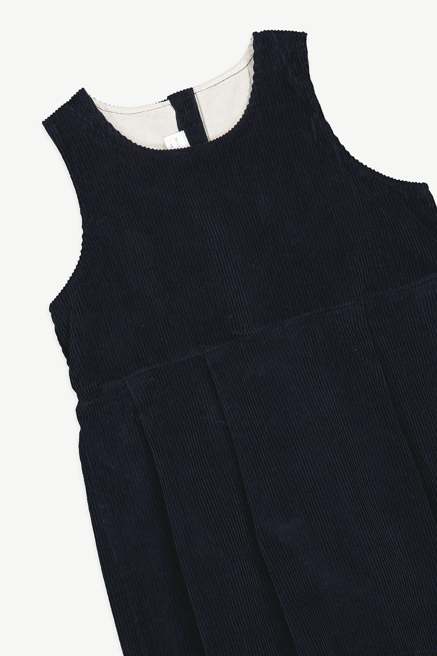 Mini Olive | Corduroy Pinafore Dress, Navy