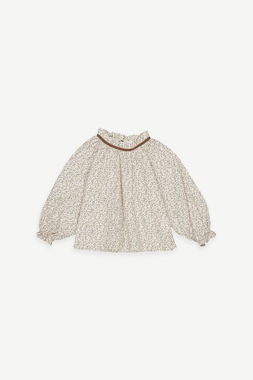 Mini Olive | Frill Neck Blouse, Beige