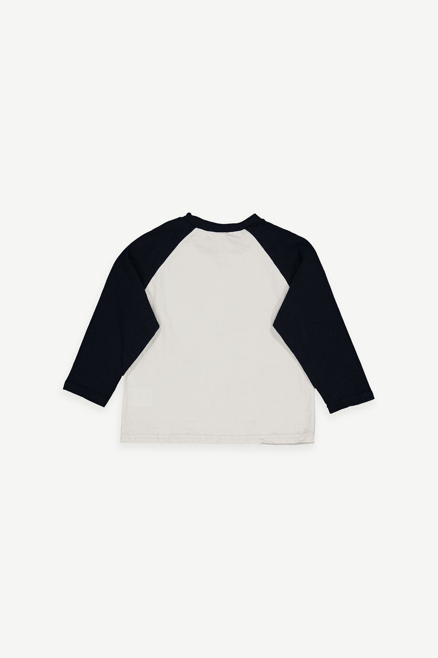Mini Olive | Raglan Long Sleeve Tee, Navy/Grey