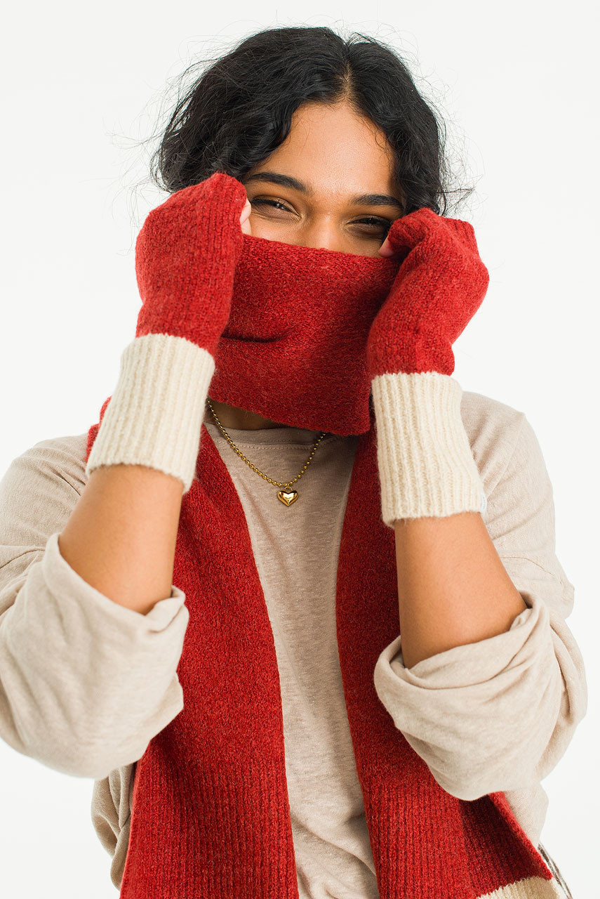 Combi Colour Scarf & Arm Warmer, Red