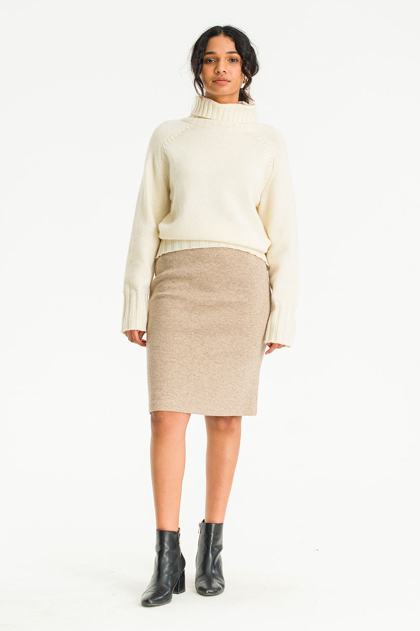 Yuna Hound Tooth Check Mini Skirt, Beige