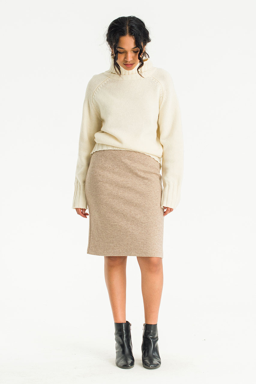 Yuna Hound Tooth Check Mini Skirt, Beige