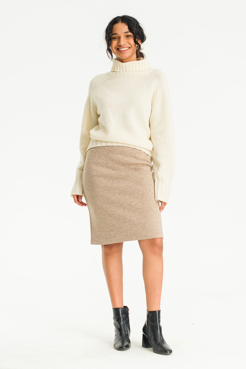 Yuna Hound Tooth Check Mini Skirt, Beige