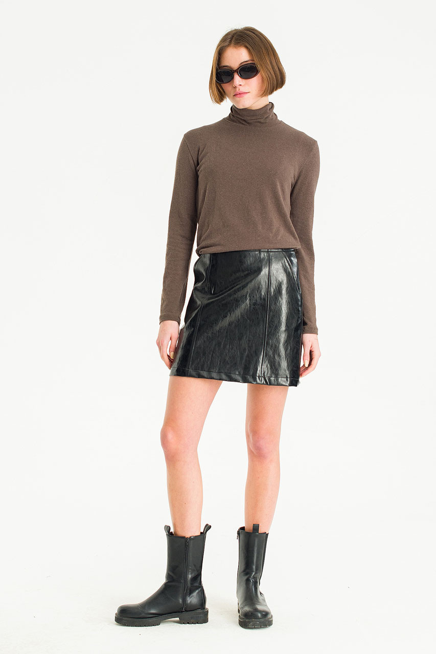Mozu Faux Leather Mini Skirt, Black
