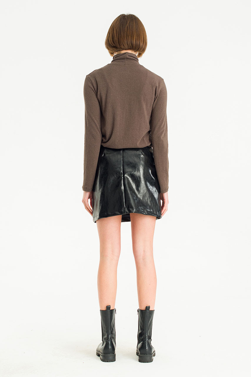 Mozu Faux Leather Mini Skirt, Black
