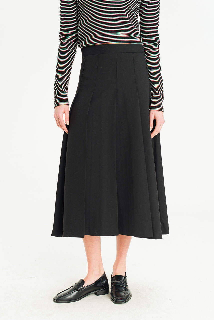 Lena Pleated Skirt, Black