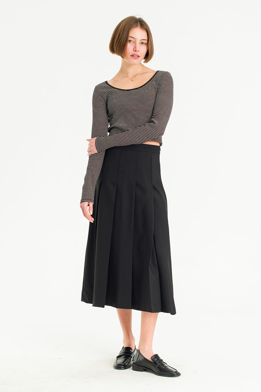 Lena Pleated Skirt, Black