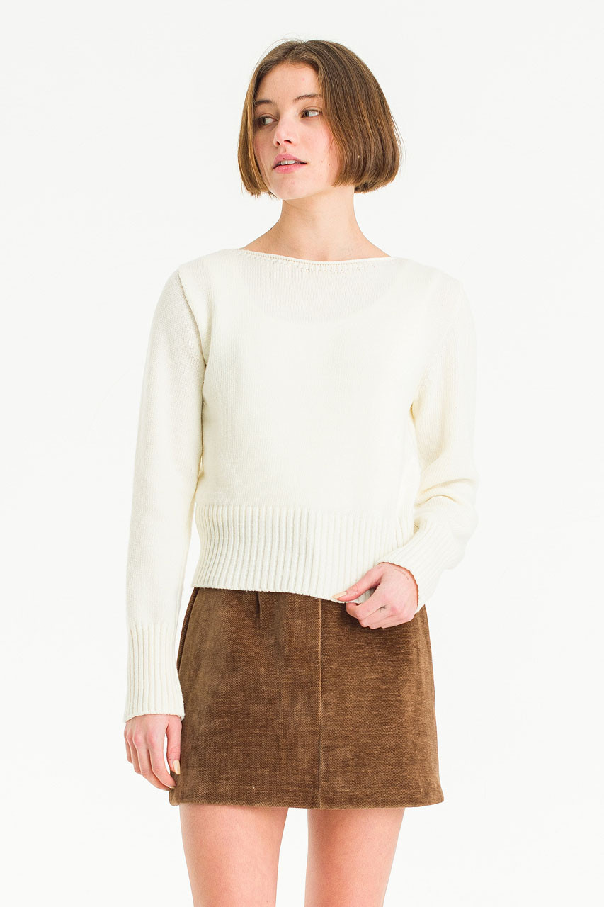 Hina Boat Neck Jumper, Ivory