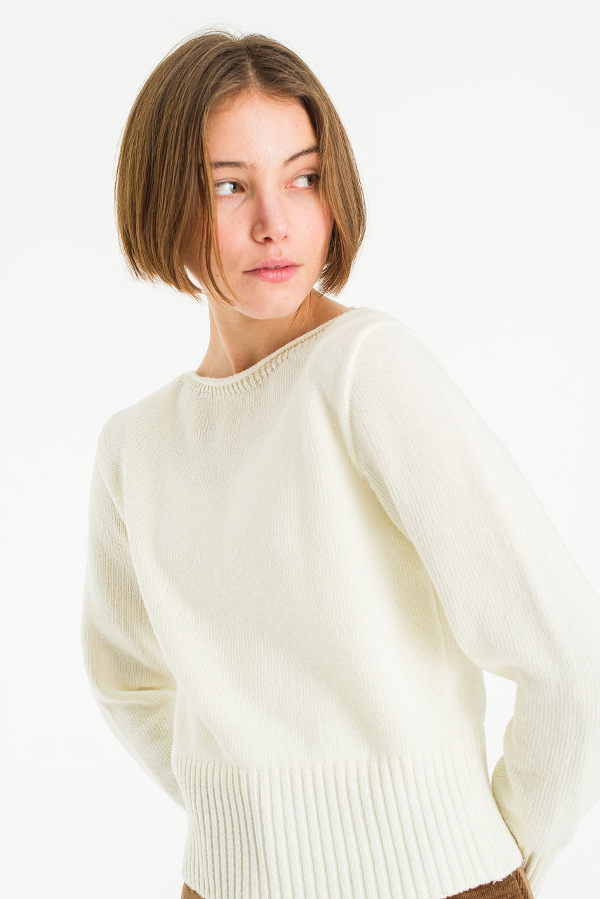 Hina Boat Neck Jumper, Ivory