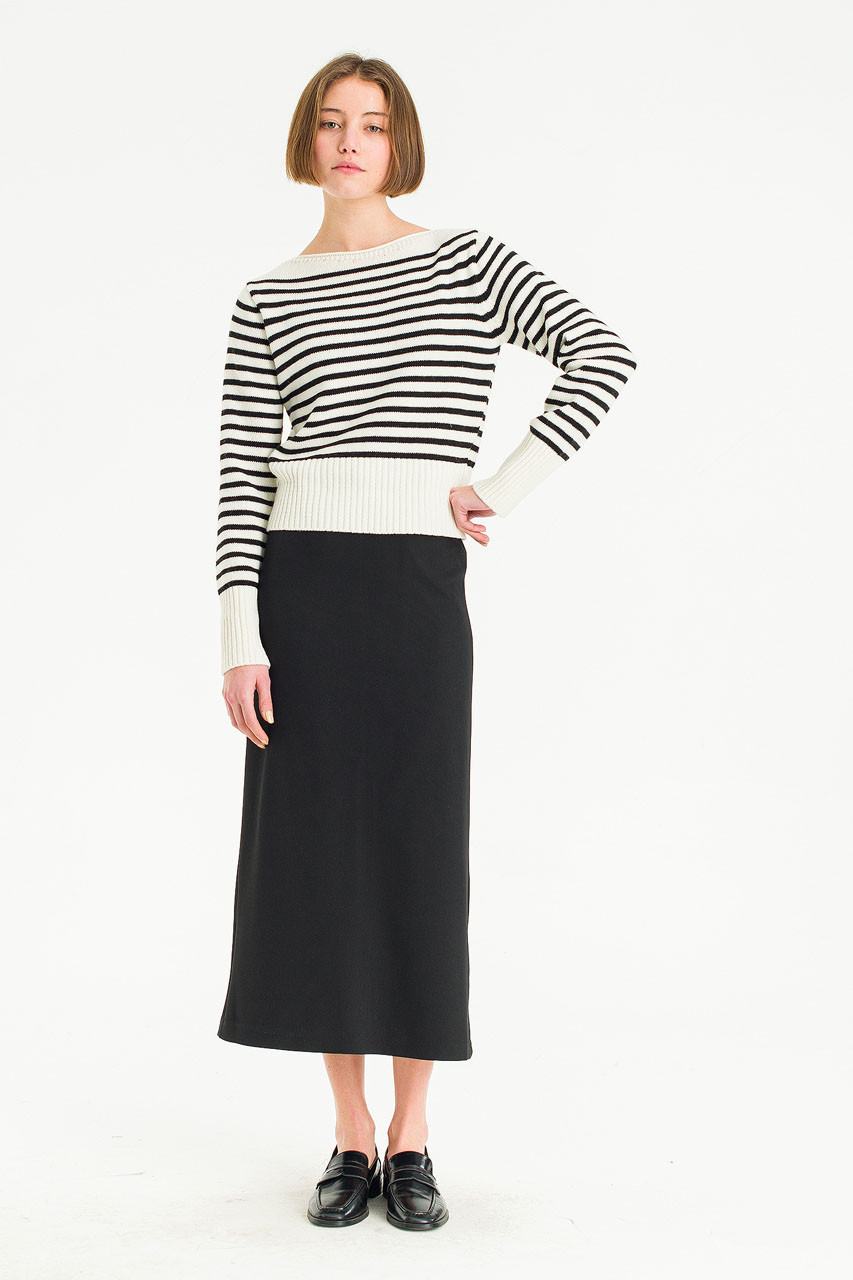 Hina Boat Neck Jumper, Ivory/Black