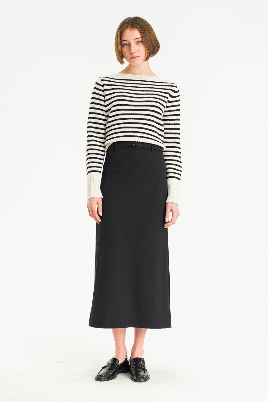 Hina Boat Neck Jumper, Ivory/Black