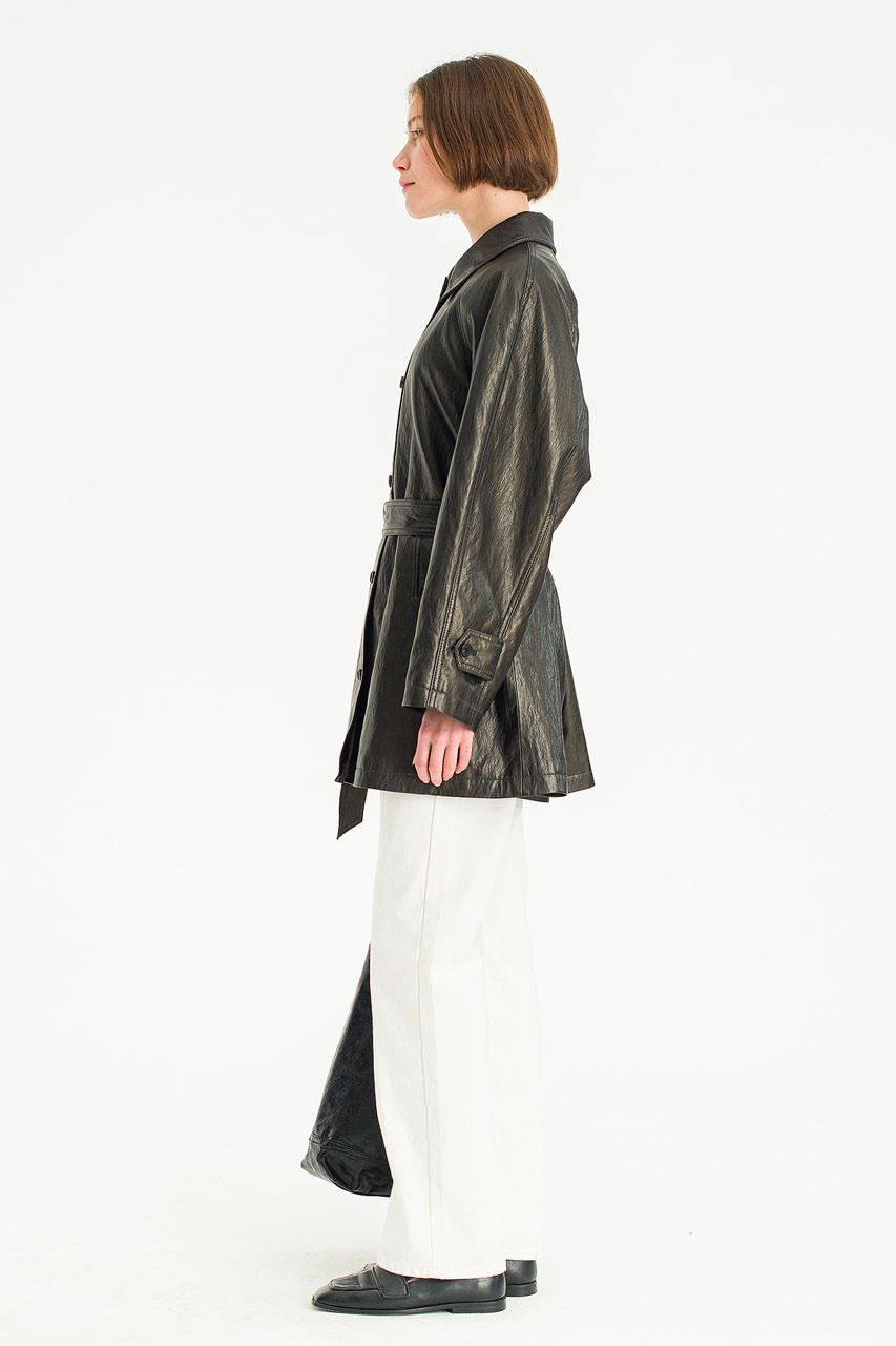 Mizuki Faux Leather Coat, Black