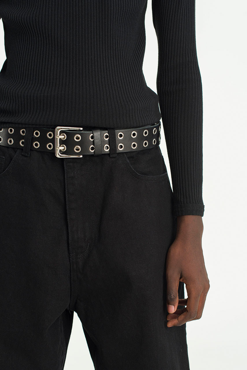 Menswear | Double Eyelet Belt, Black