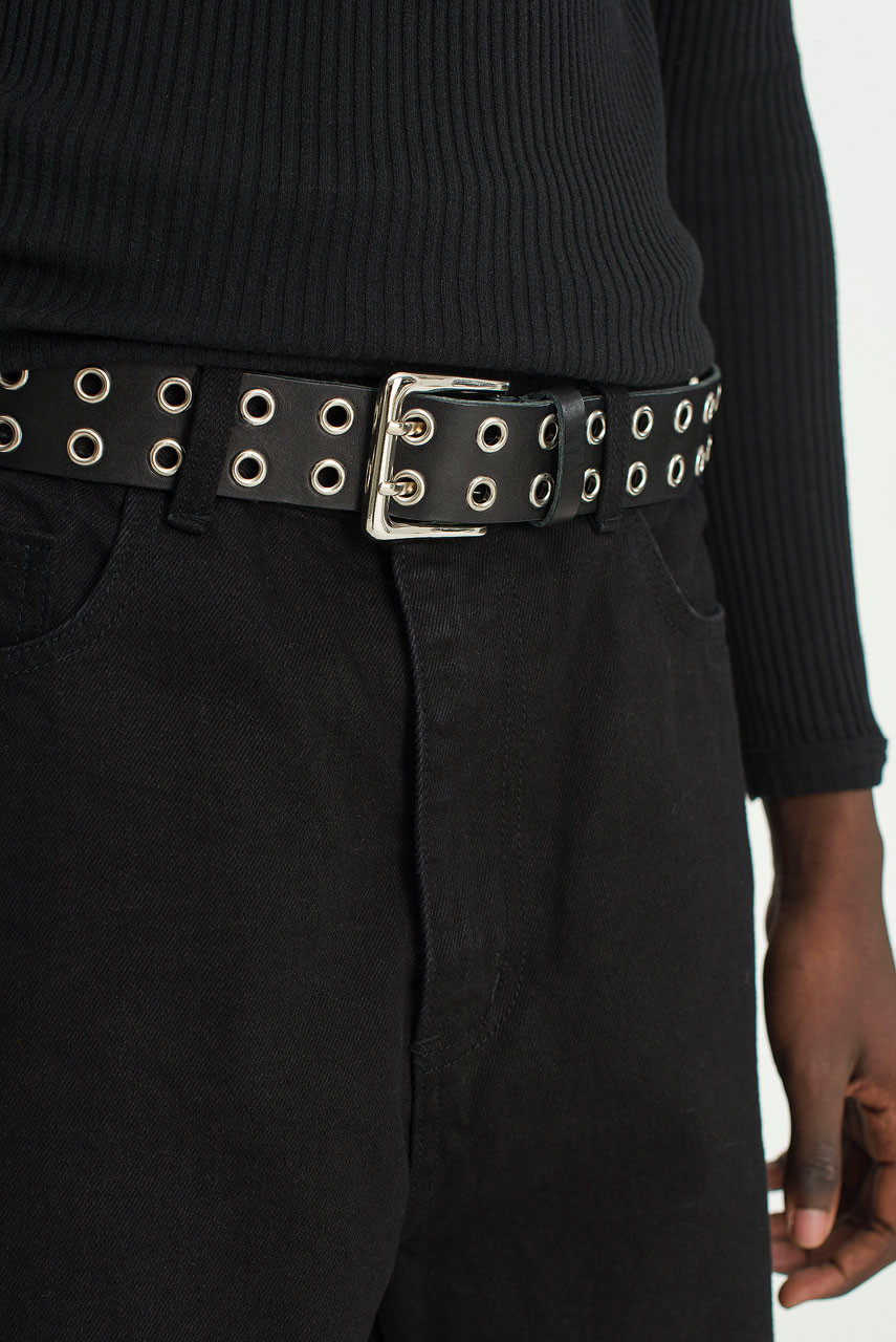 Menswear | Double Eyelet Belt, Black