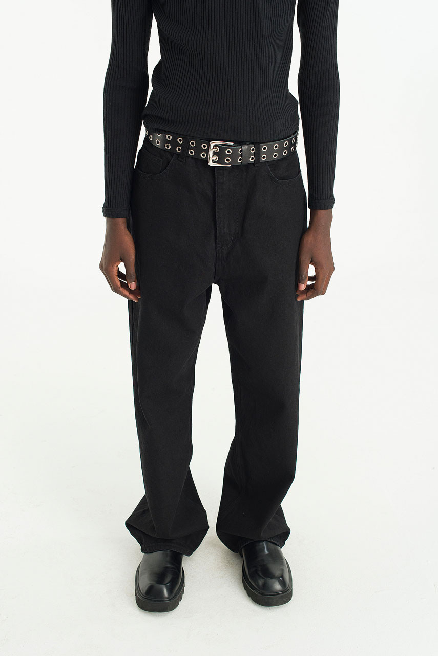 Menswear | Double Eyelet Belt, Black