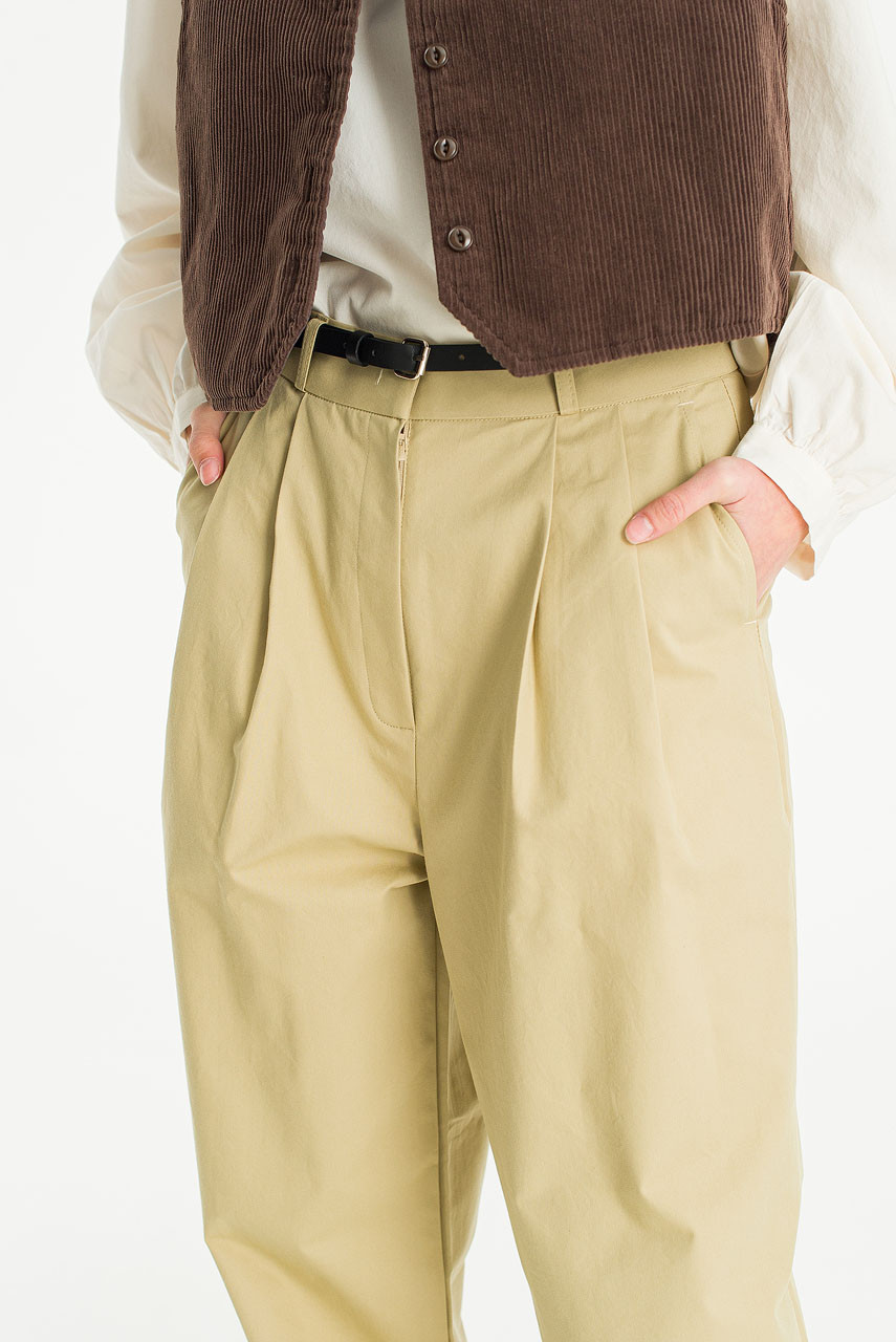 Minako Cotton Belted Pants, Wood