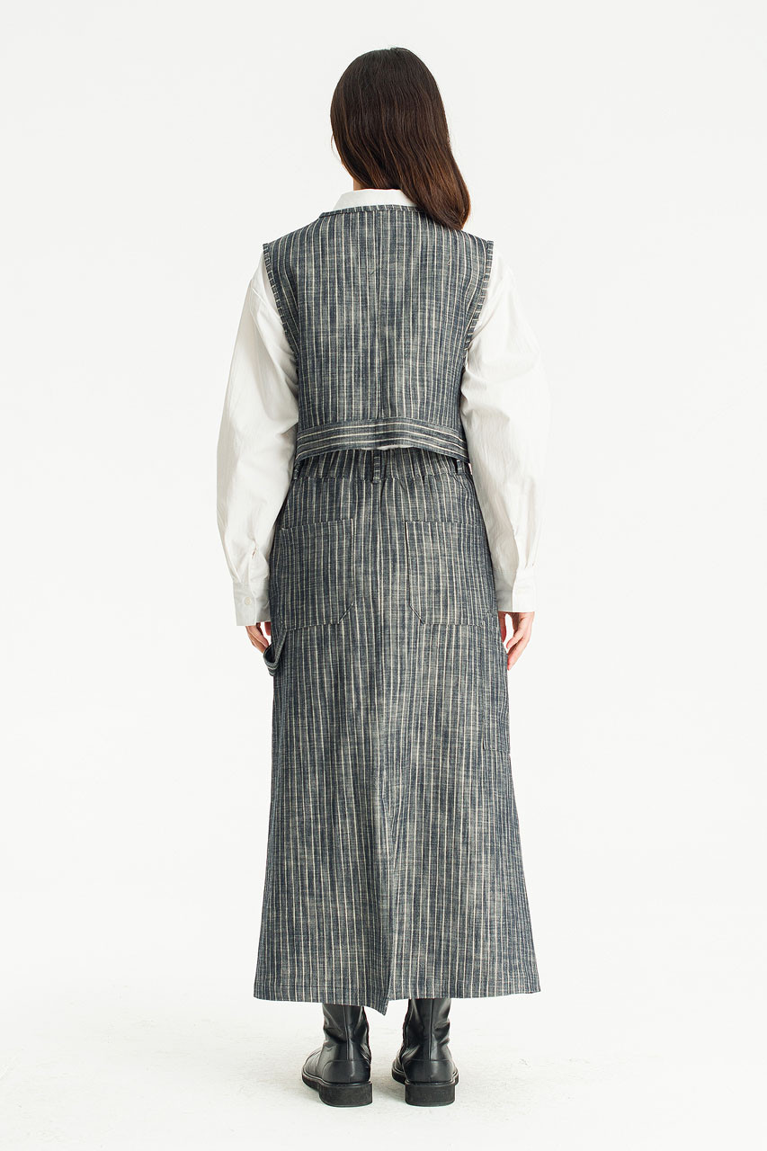 Herringbone Denim Long Skirt, Denim