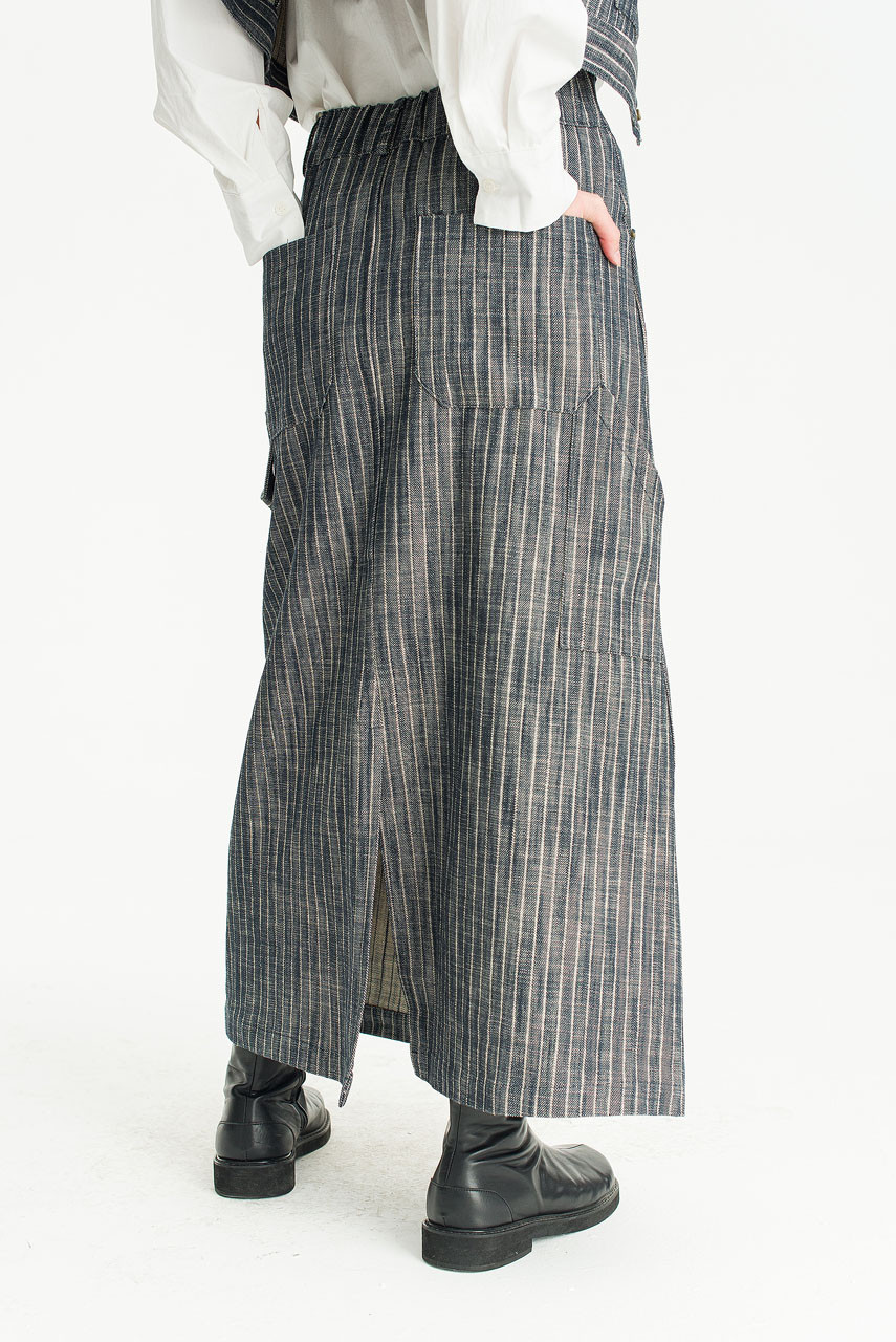 Herringbone Denim Long Skirt, Denim