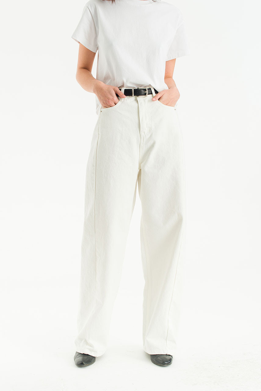 Cloudy Curved Jean, Ivory
