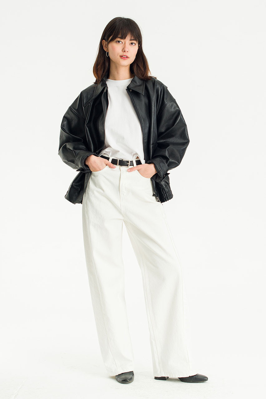 Marlowe Faux Leather Bomber, Black