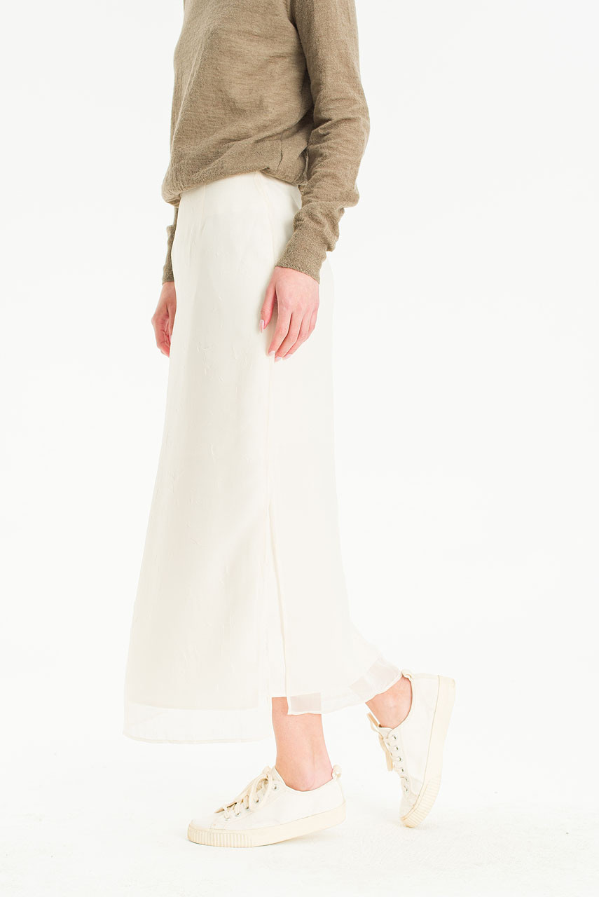 Textured Slit Skirt, Ivory