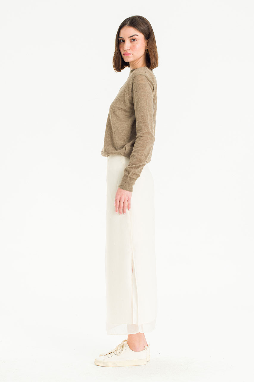 Textured Slit Skirt, Ivory