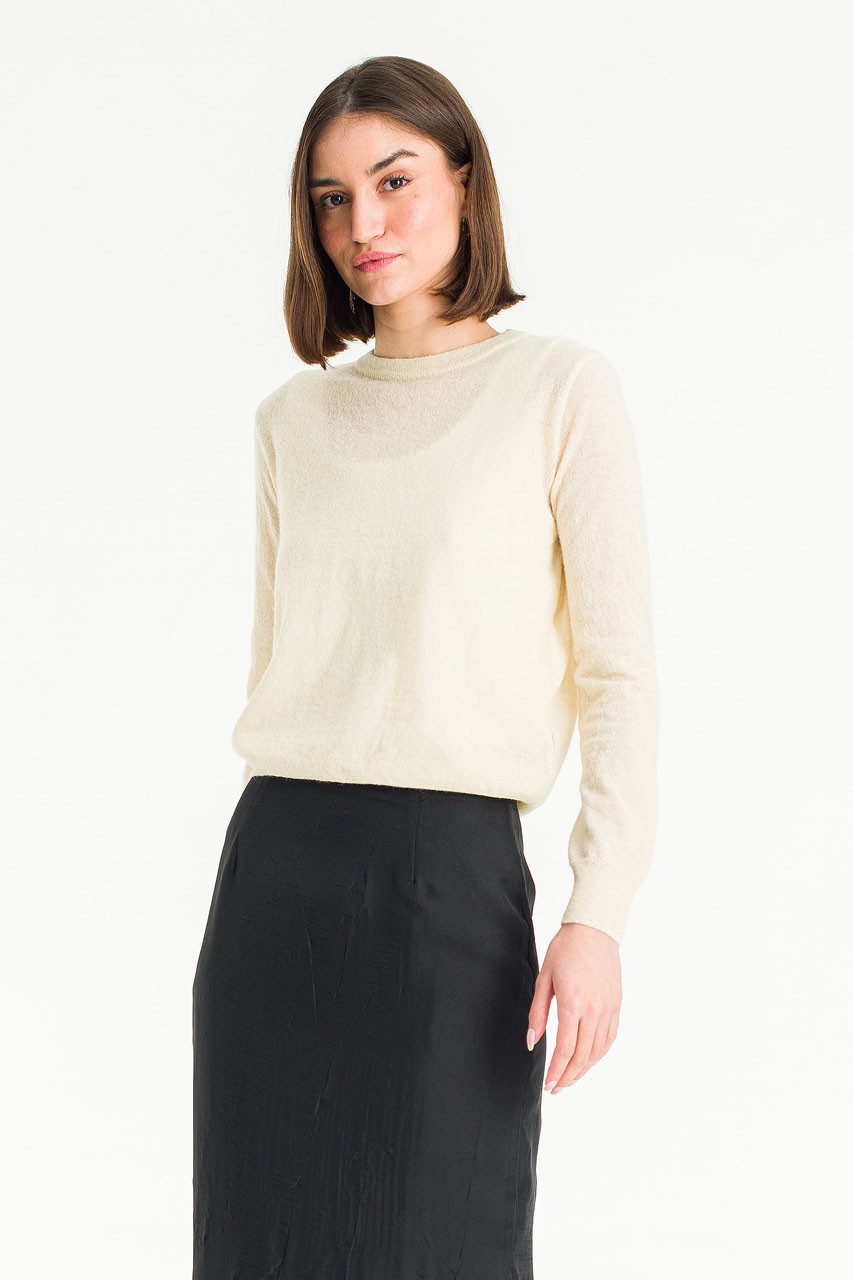 Elise Crew Neck Jumper, Cream