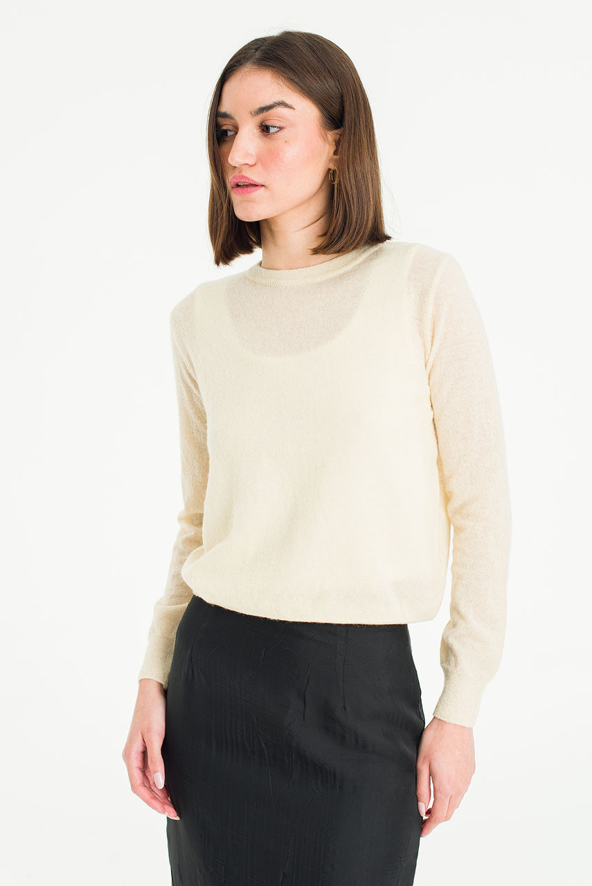 Elise Crew Neck Jumper, Cream