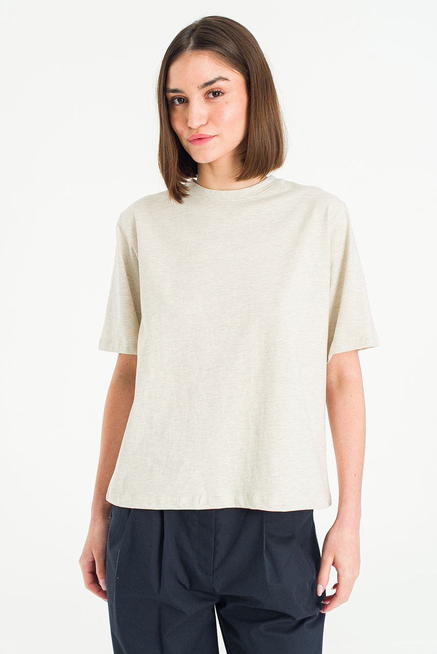 Clara Cotton Crew Neck Tee, Oat