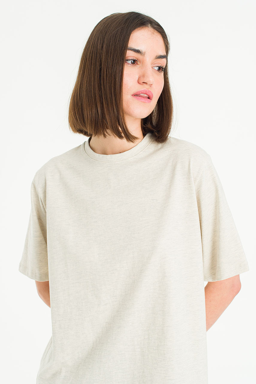 Clara Cotton Crew Neck Tee, Oat