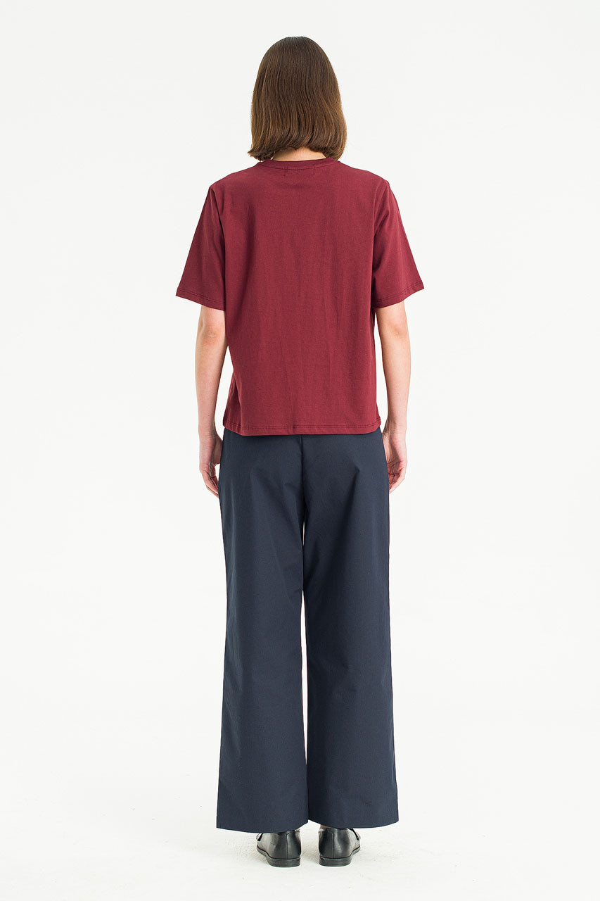 Clara Cotton Crew Neck Tee, Burgundy