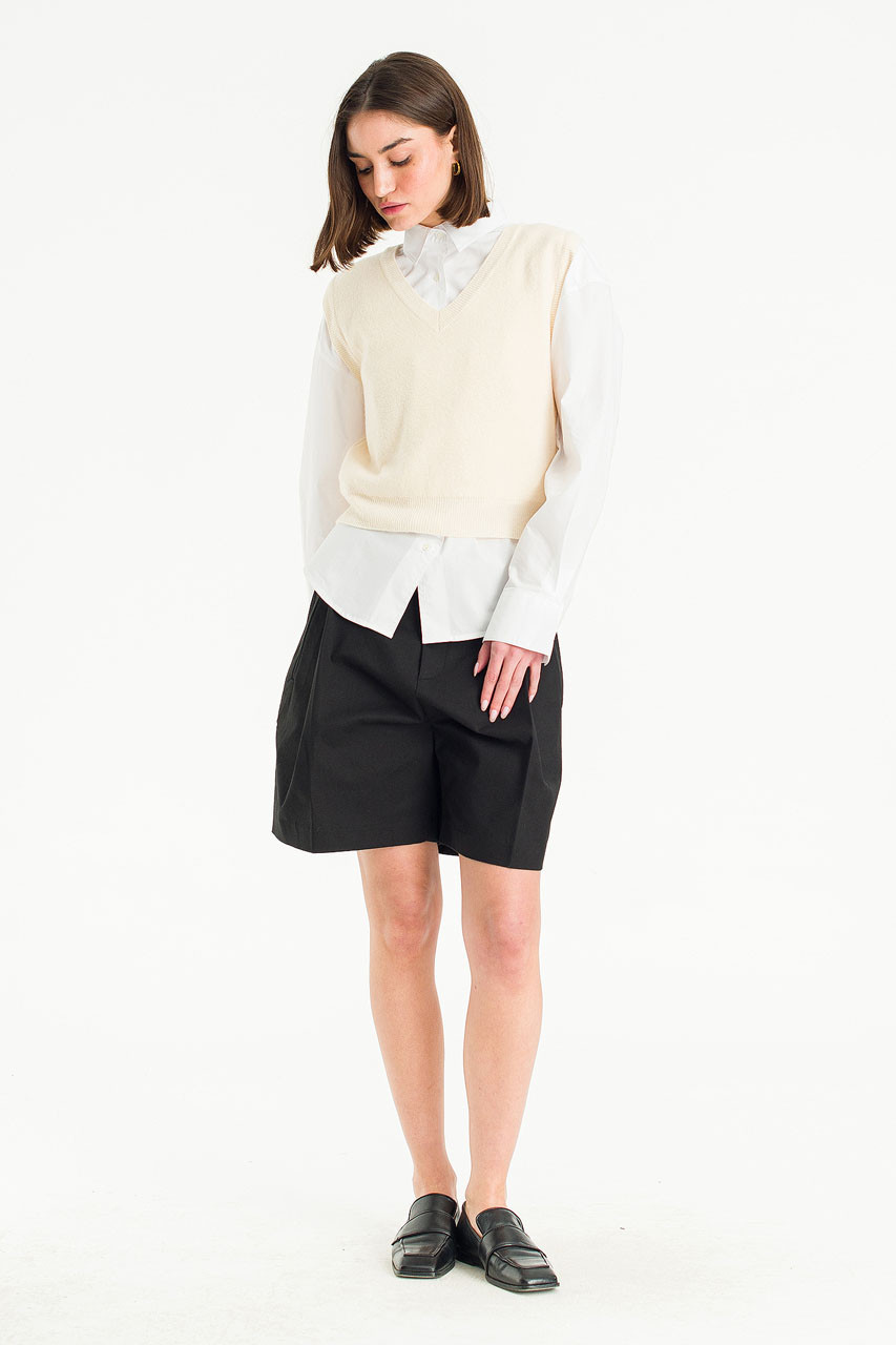 Margaux Simple Knit Vest, Ivory
