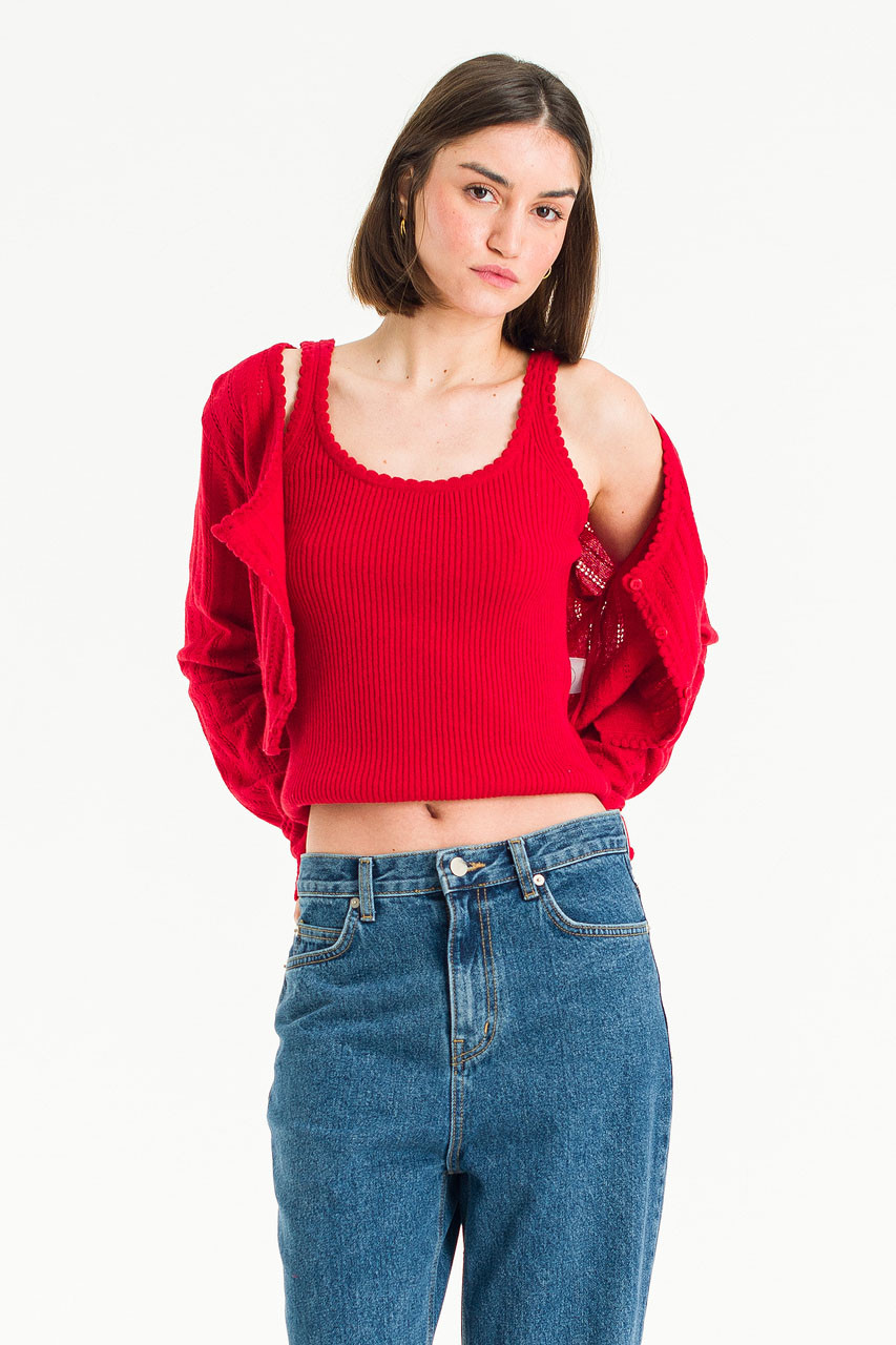 Maddie Cami Cardigan Set, Red