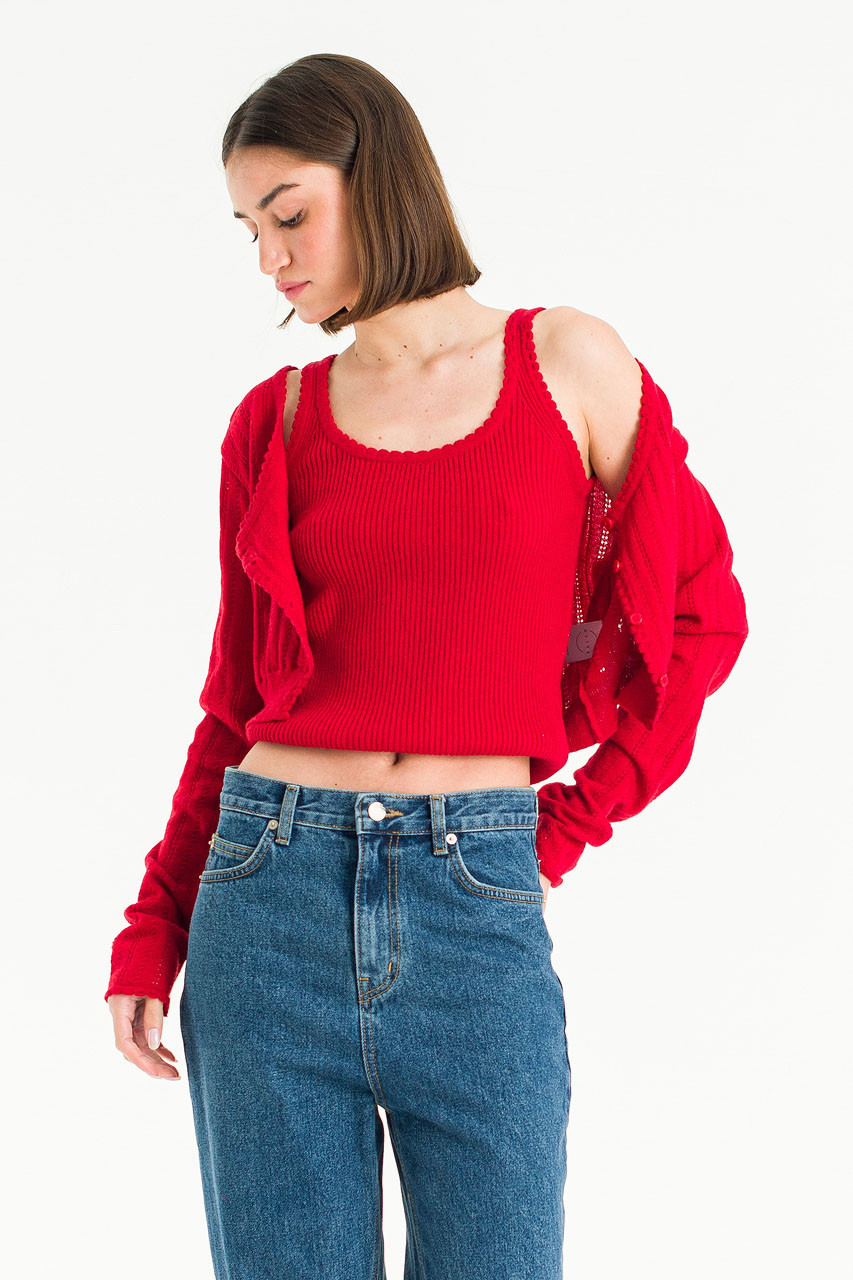 Maddie Cami Cardigan Set, Red